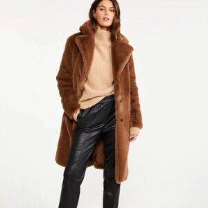 Ann Taylor Brown faux fur coat - Medium